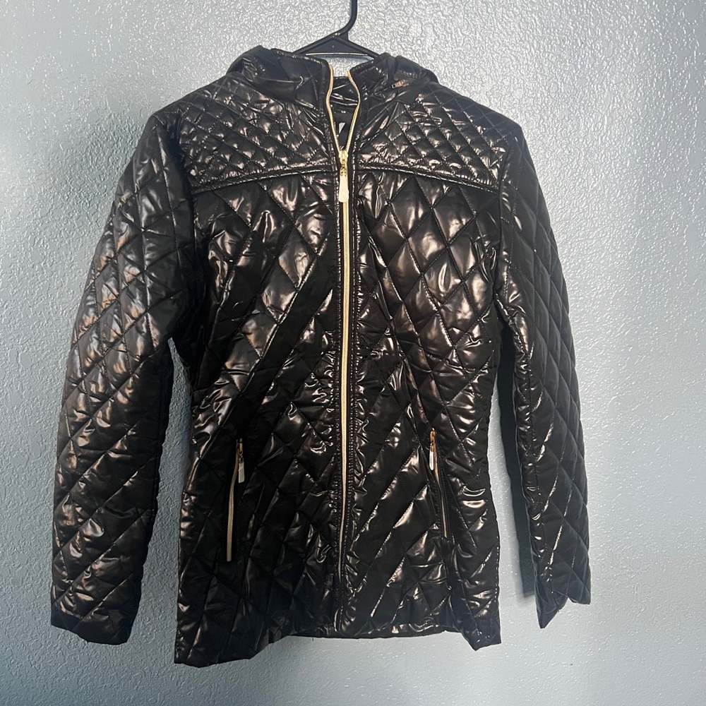 White Mark Black Quilted Puffer Jacket